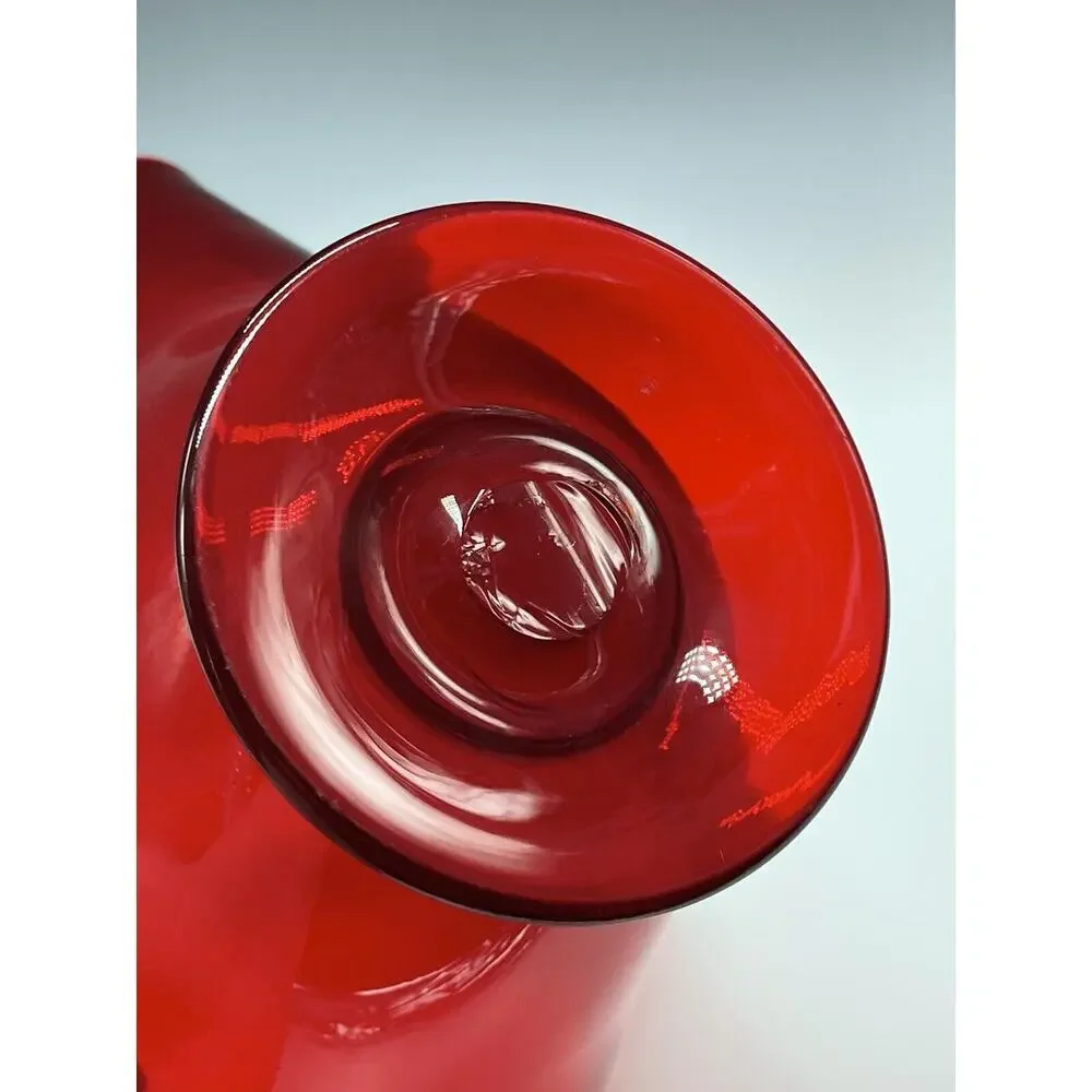 Vintage Pairpoint‎ Gunderson Glass Ruby Red Fan Vase Ruffled Pedestal Oval